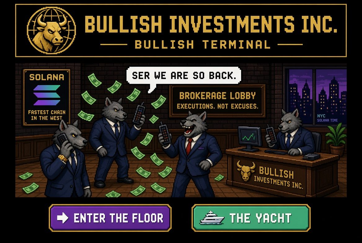 Bullish Investments Inc. arcade lobby — Bullish Terminal attract screen
